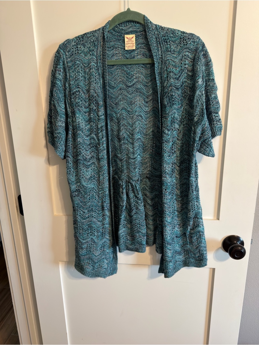 Faded Glory Green and Teal Open Knit Sweater (2X)